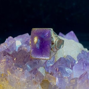 Handsome Men's 10k Yellow Gold and Rectangular Amethyst Statement Ring - Image 1