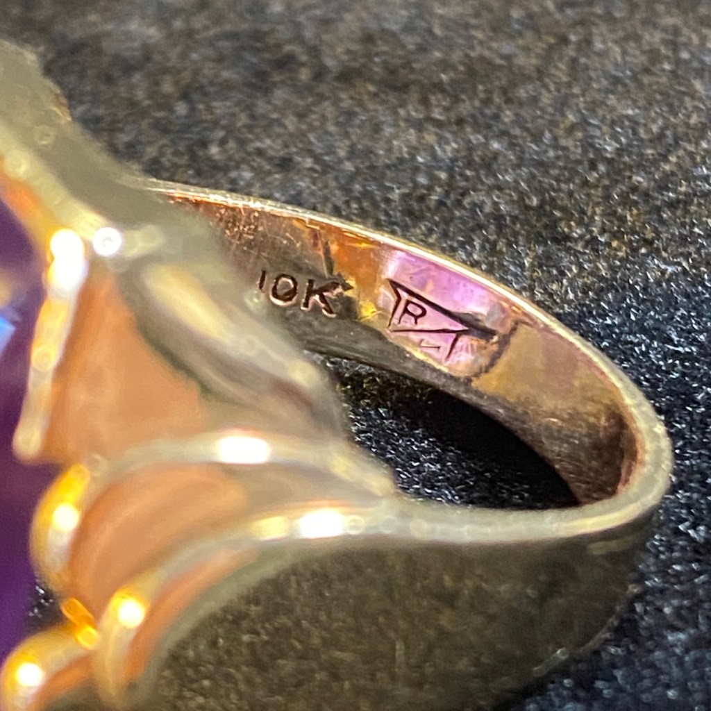 Handsome Men's 10k Yellow Gold and Rectangular Amethyst Statement Ring