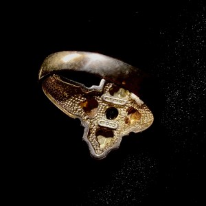 Tri Tone Yellow and Rose Gold Orange Sapphire Sterling Silver Ring - Image 4