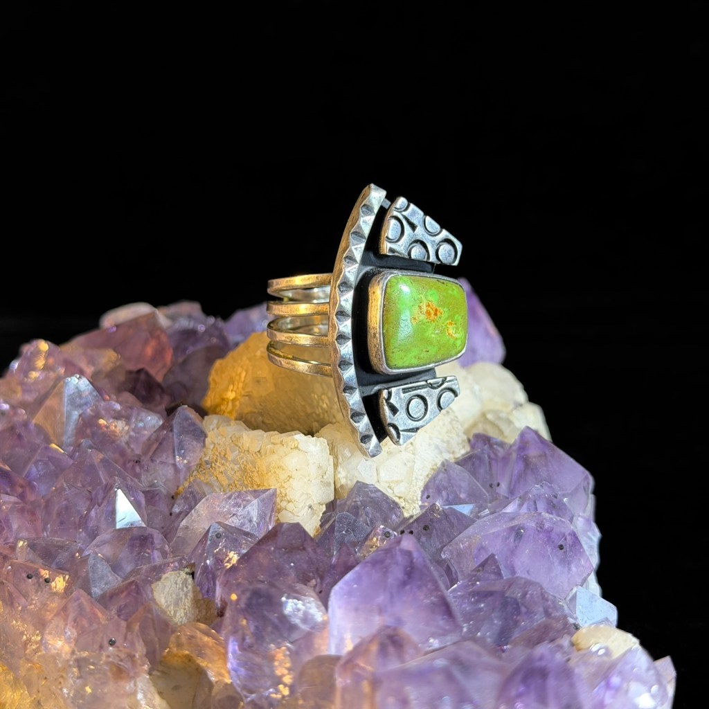 Rare Gaspeite and Sterling Silver Jeff Dawald Ring