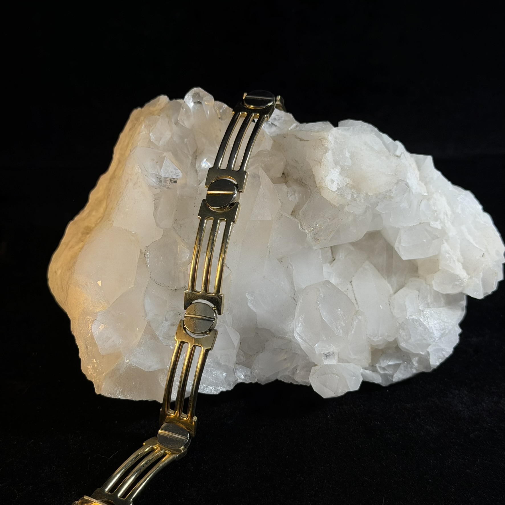 Unisex Two Tone Gold Linked Bracelet - Image 2