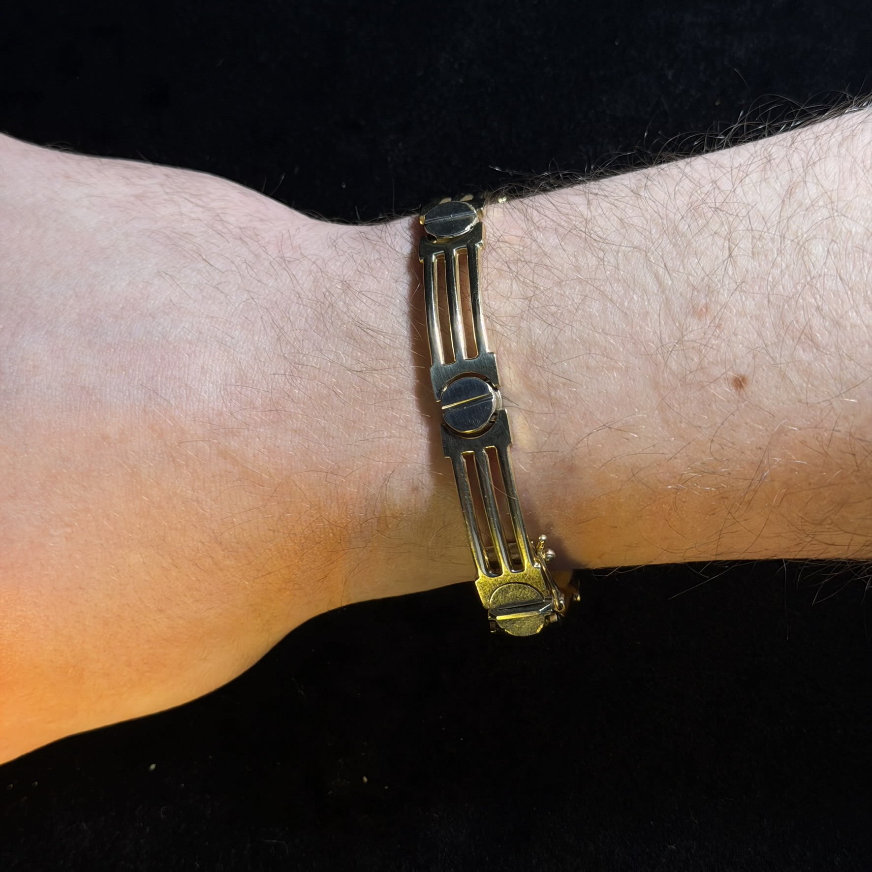 Unisex Two Tone Gold Linked Bracelet - Image 3