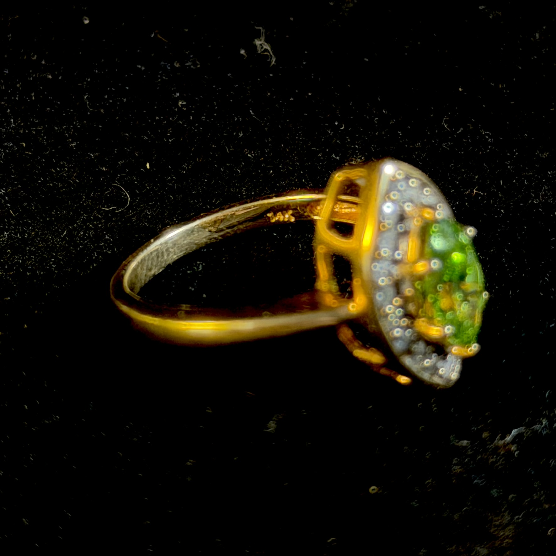 Modern 14k Irradiated Green Marquise Diamond Halo Ring - Image 3