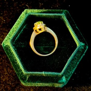 Modern 14k Irradiated Green Marquise Diamond Halo Ring - Image 4