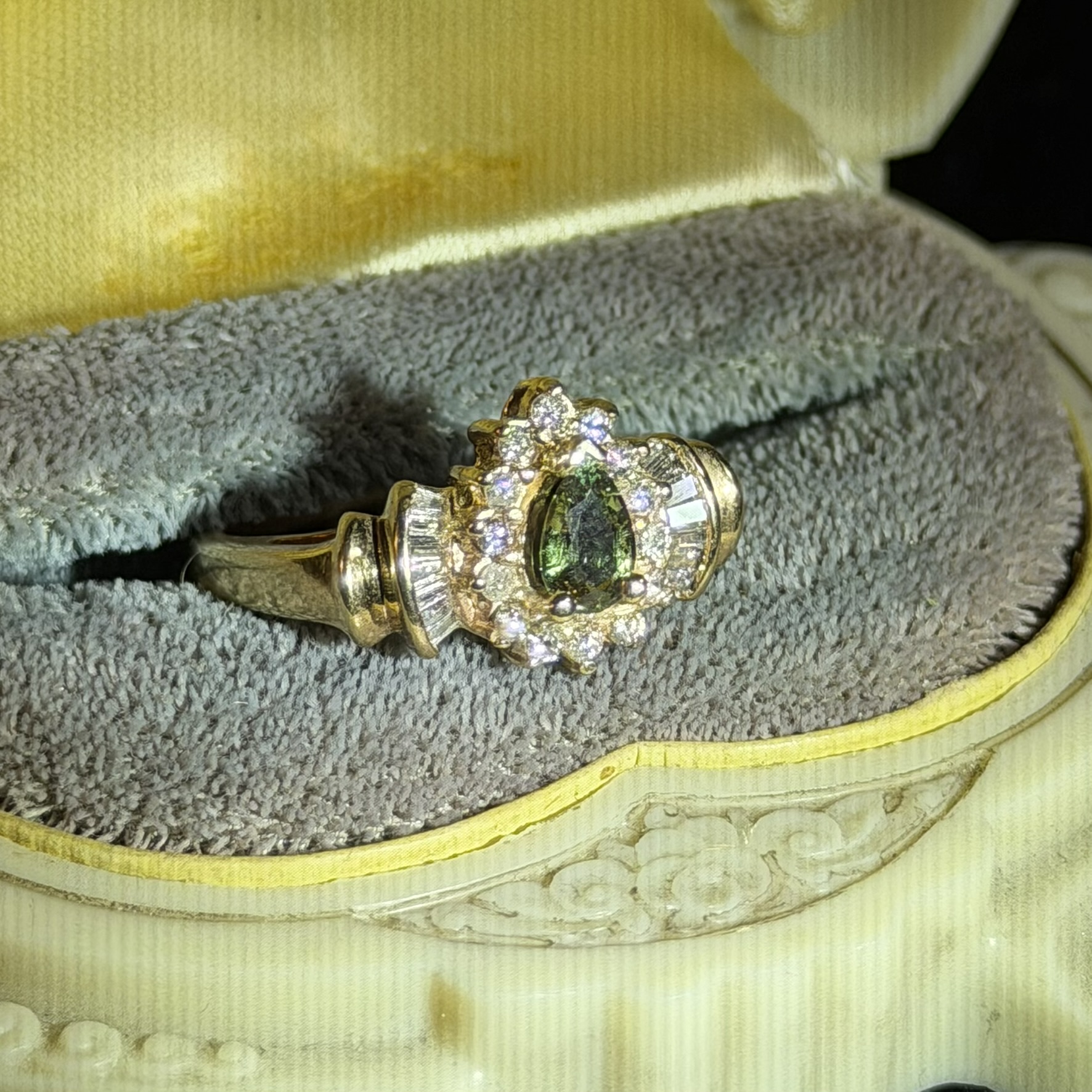 Natural Alexandrite Diamond Halo 14k Gold Ring - Image 3